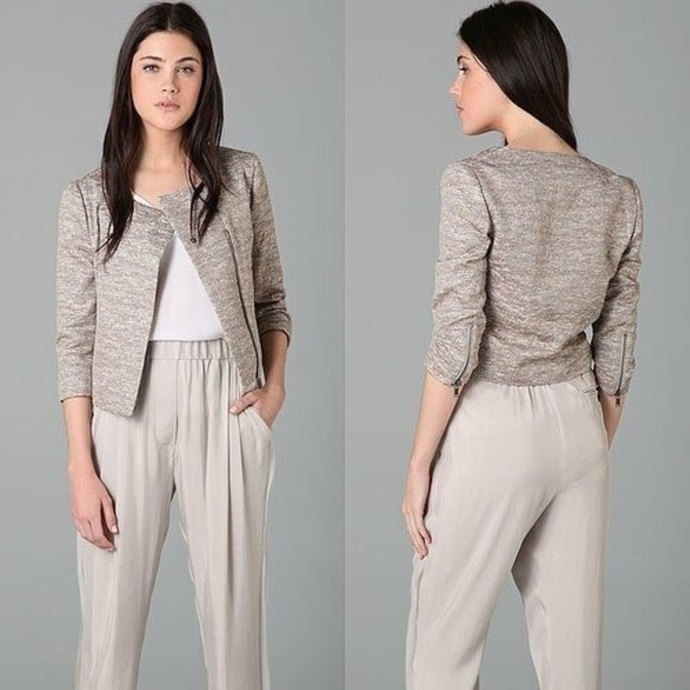 Bird by Juicy Couture Metallic Tweed Gemma Cropped Moto Jacket, $398.00 S